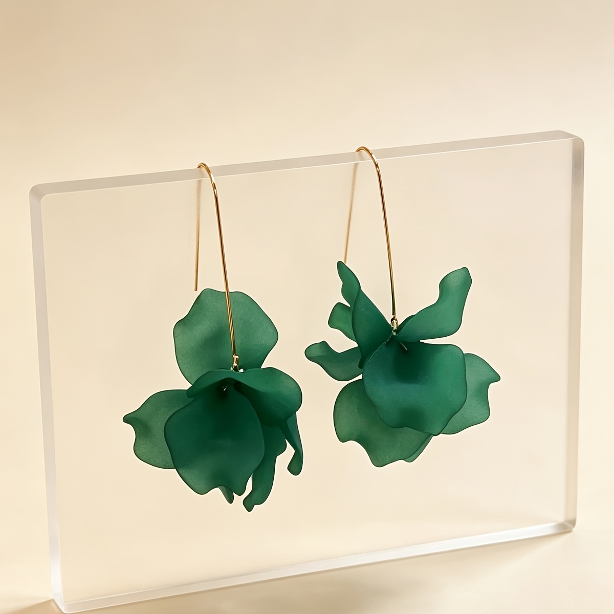 Exaggerated Floral Print Hook Earrings